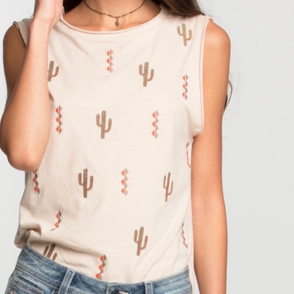 Miss Me Cactus print western long tank top medium